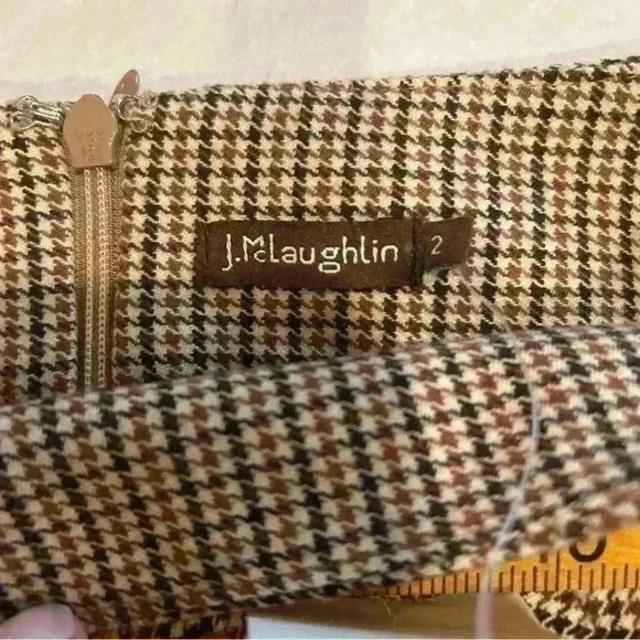 NWT Women’s J. McLaughlin Maddie Skirt.2. Plaid Houndstooth Brown zip front wrap - Picture 10 of 13